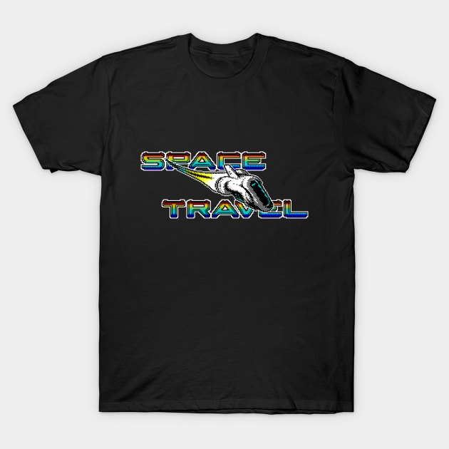 Spaceship planets 8 bit T-Shirt by 8 Fists of Tees